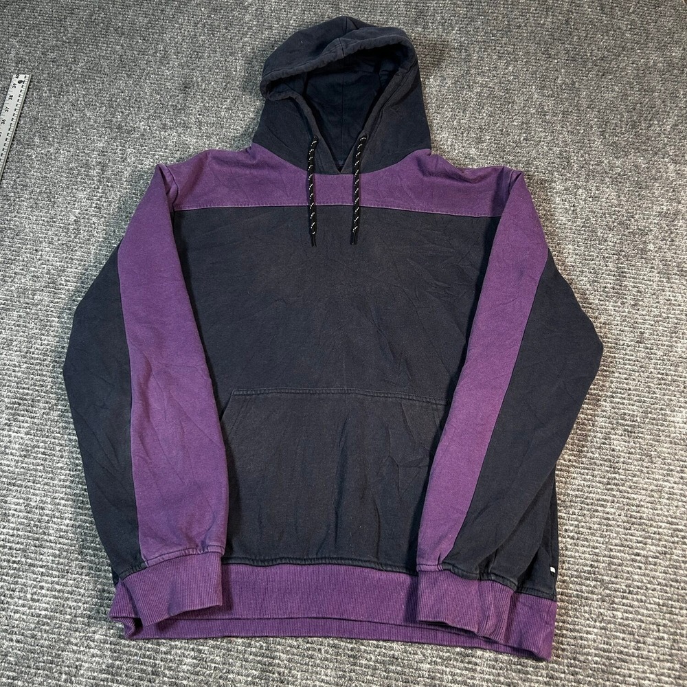 Edgar + Ash Hoodie Mens Medium Black Purple Excellent Colorblock Pullover